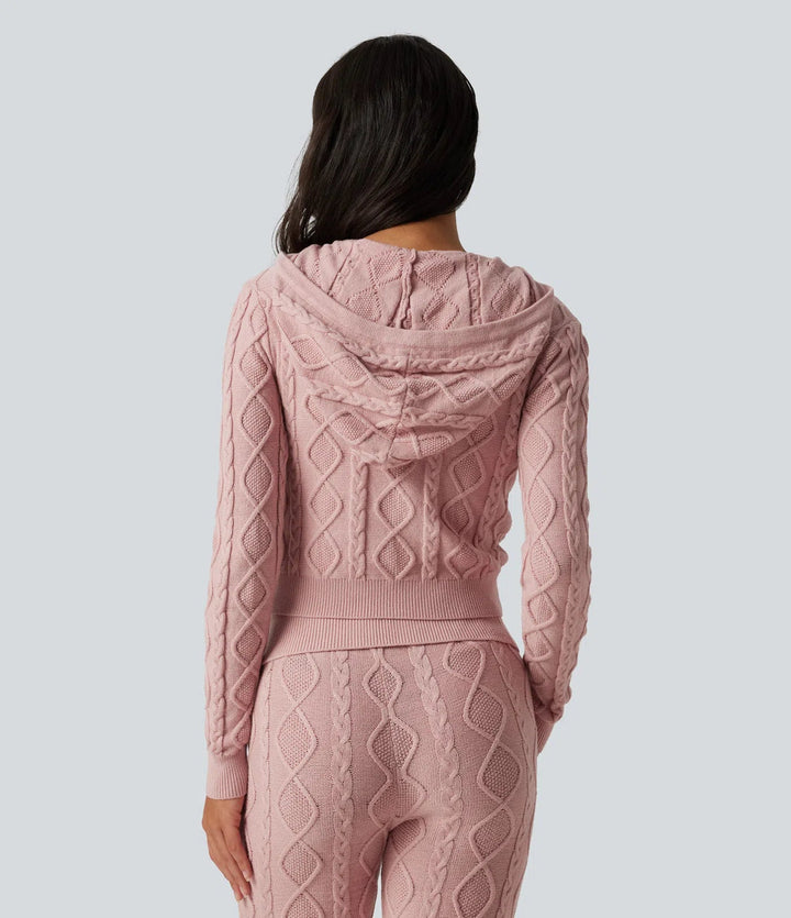 Med huva långärmad lounge cardigan
