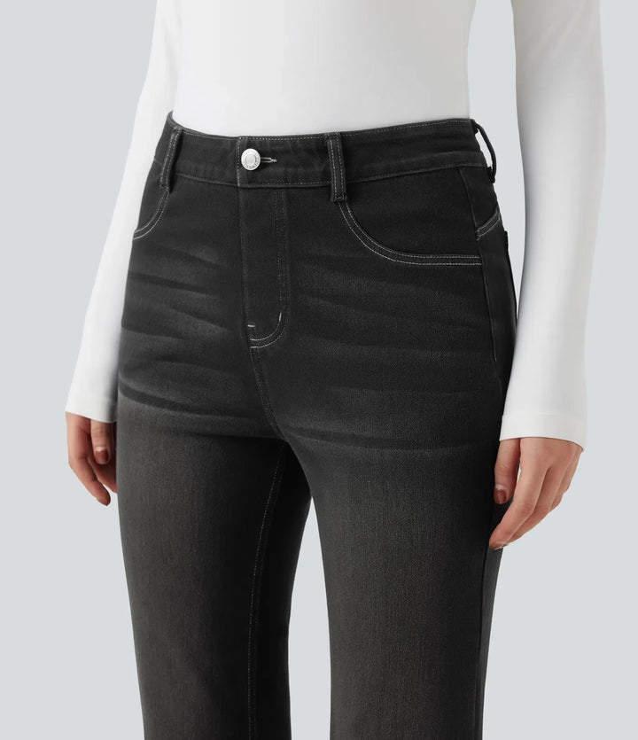 Halara Flex med hög midja och magkontroll rumplyftande denim för vardag bootcut leggings med fickor