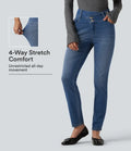 Lyckera Flex medelhög midja asymmetrisk vardaglig skinny jeans med fickor