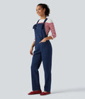 Lyckera Flex denim fyrkantig halsringning ärmlös avsmalnande vardaglig jumpsuit med fickor