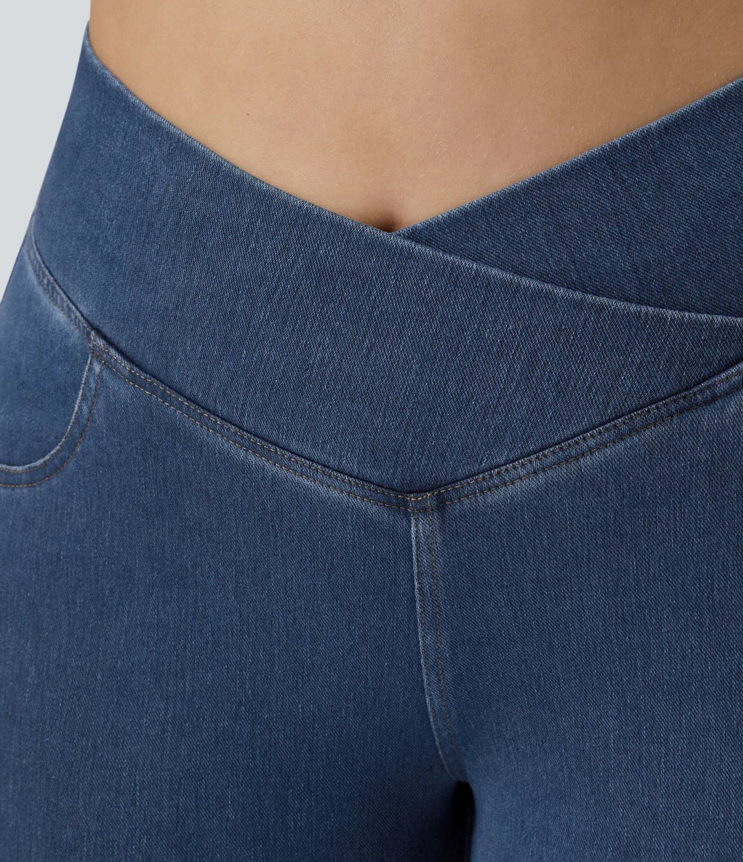 Lyckera Flex högmidjad crossover ficka tvättad vardaglig plusstorlek jeans