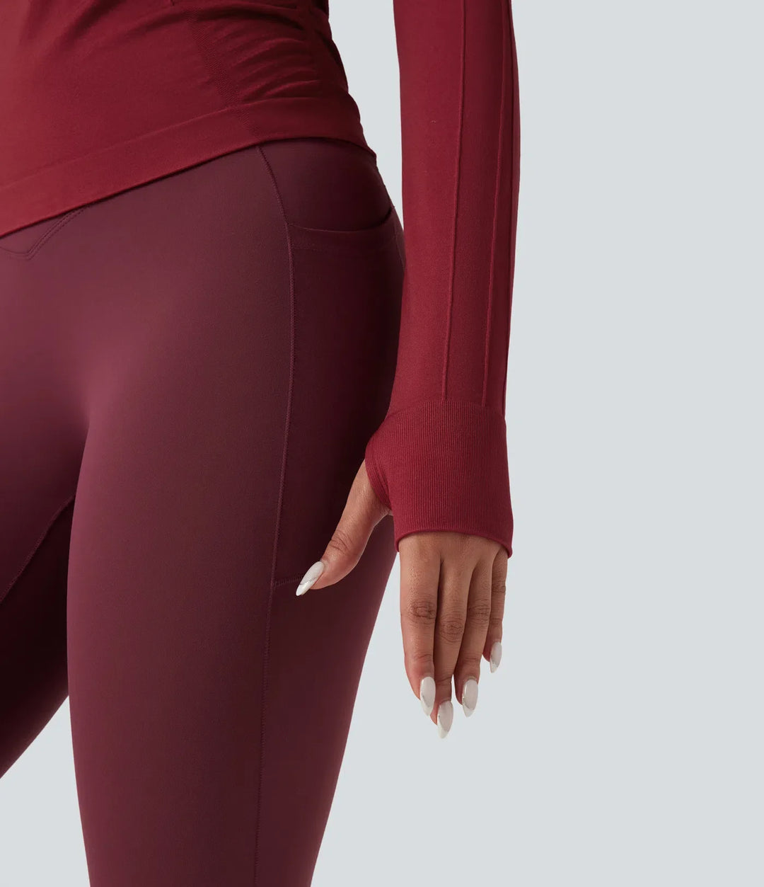 OneForm sömlös följsam rund halsringning långärmad tumhål sporttopp för yoga