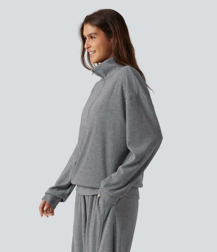 Ståkrage långärmad vardaglig sweatshirt
