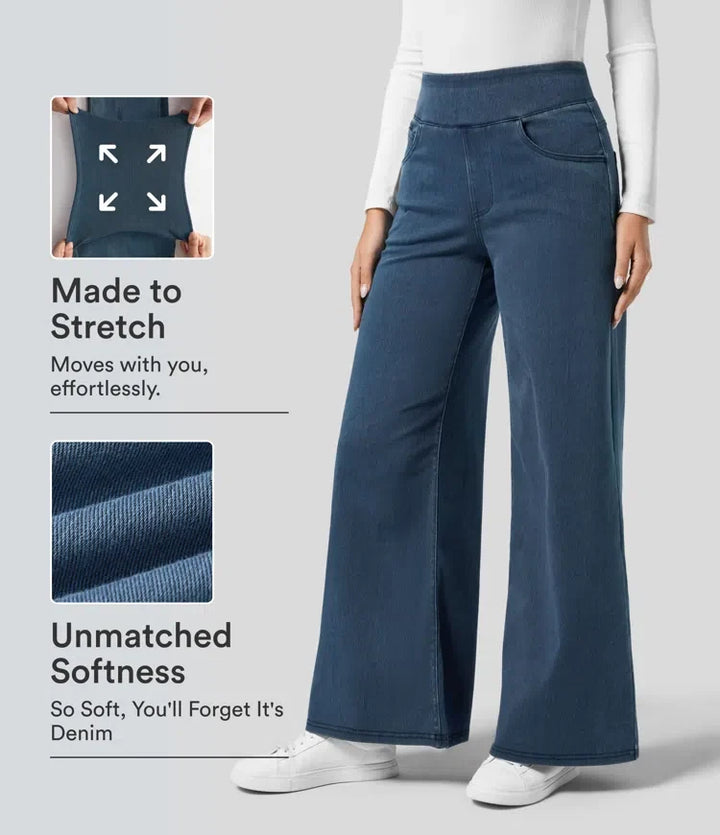 Halara Flex med hög midja och fickor vida ben lös jeans för arbete