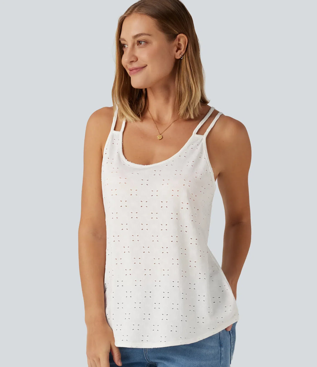 U-ringning hålbroderi rundad nederkant för vardag linne