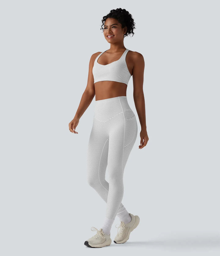 Medium stöd racerback ränder träningssport-BH