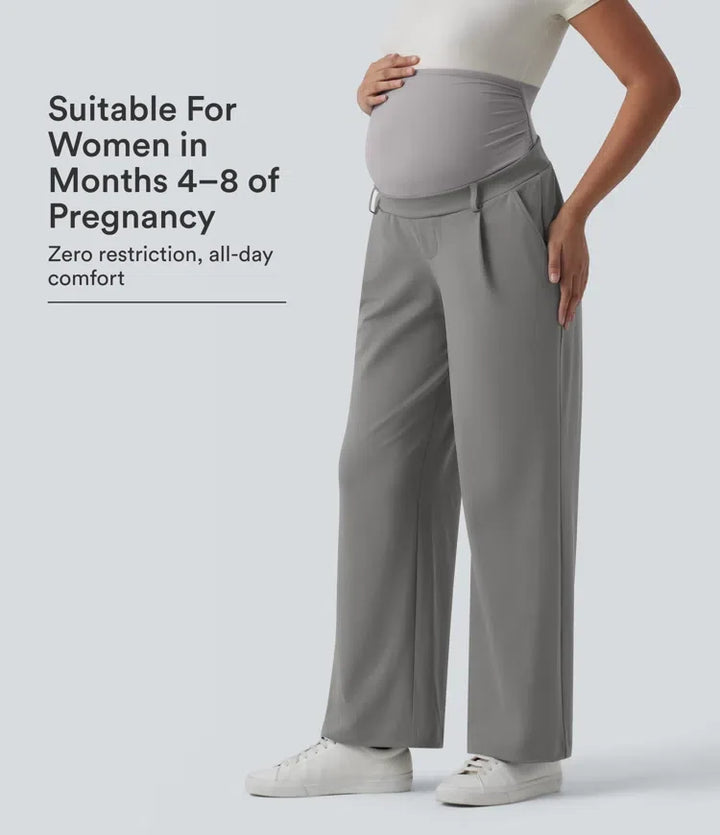 Lyckera Flex DayStretch superhög midja raka ben arbete mamma byxor med fickor