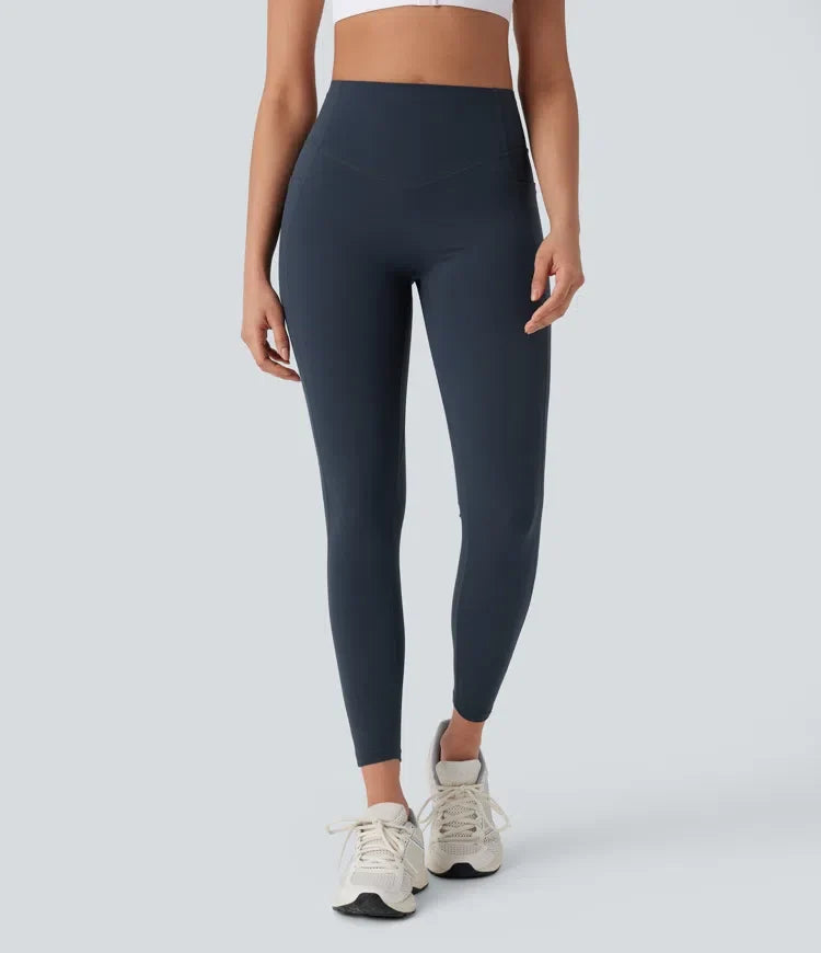 Halara UltraSculpt med hög midja och magkontroll rumplyftande rynklad ficka formande yogaleggings
