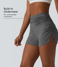 Med hög midja rynklad inbyggd underkläder vardagsshorts 2.5''