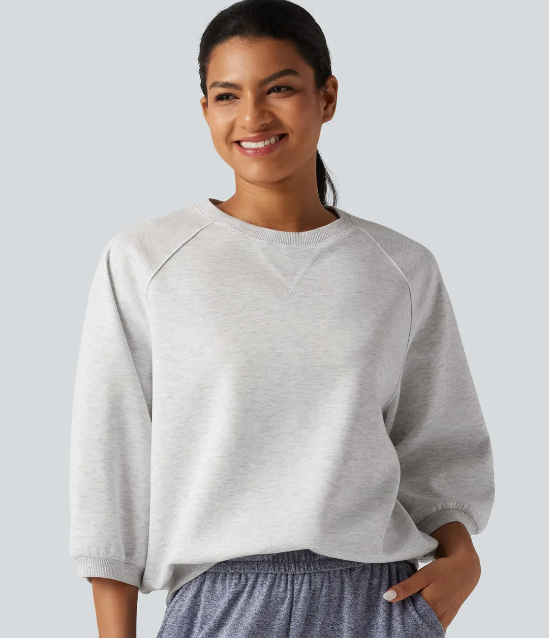 Rund hals lång raglanärm vardaglig sweatshirt