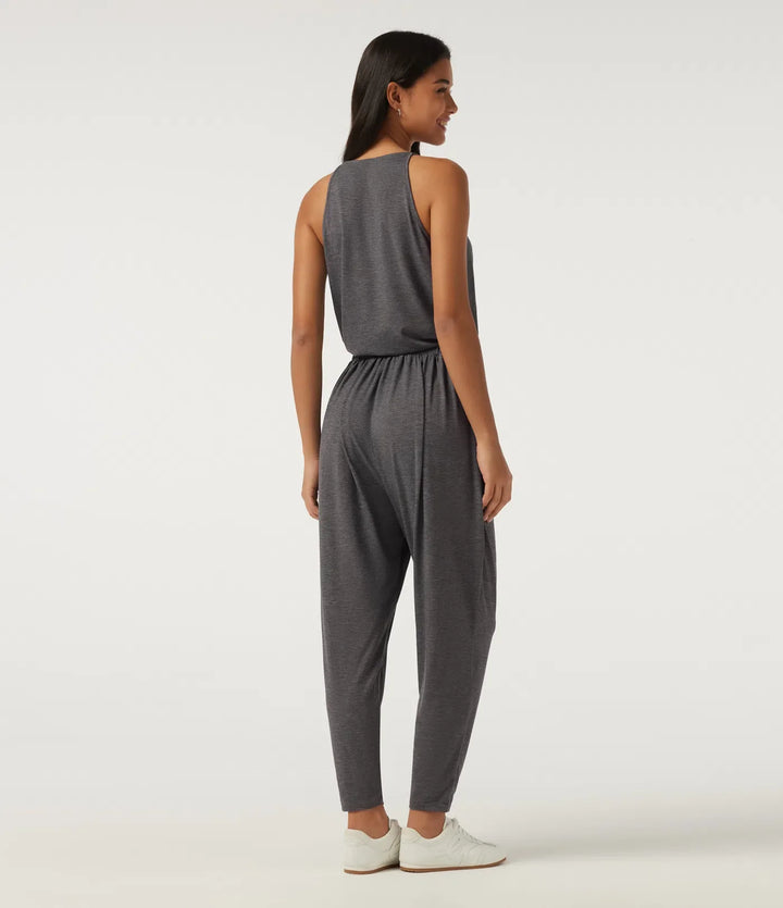 V-ringad ärmlös avsmalnande crossover vardaglig jumpsuit med fickor-Easy Peezy Edition