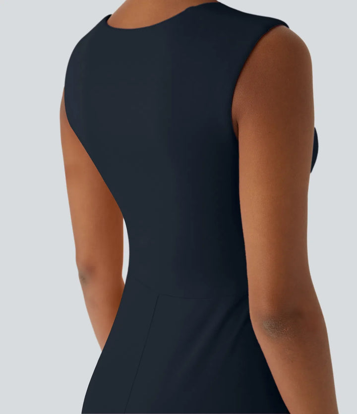 Fyrkantig halsringning ärmlös jumpsuit