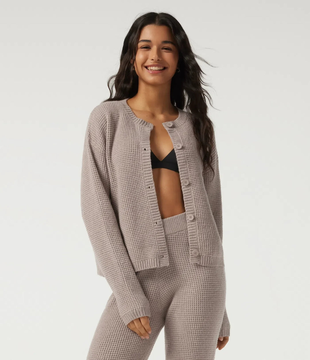 Rund hals långärmad lounge cardigan