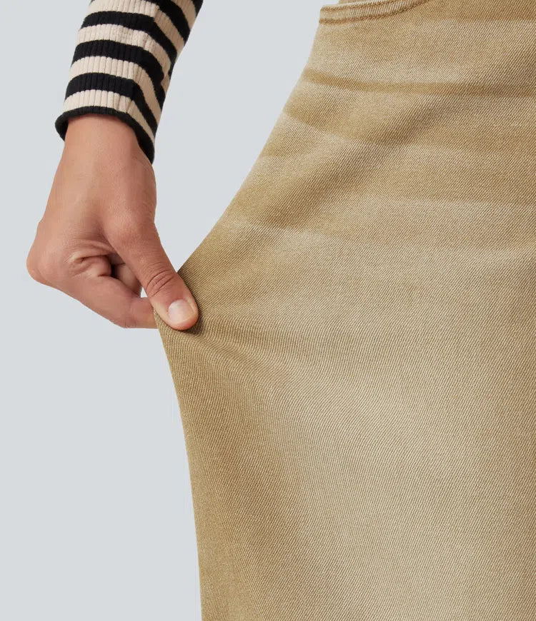 Med låg midja vida ben färgglad vardagsjeans med fickor