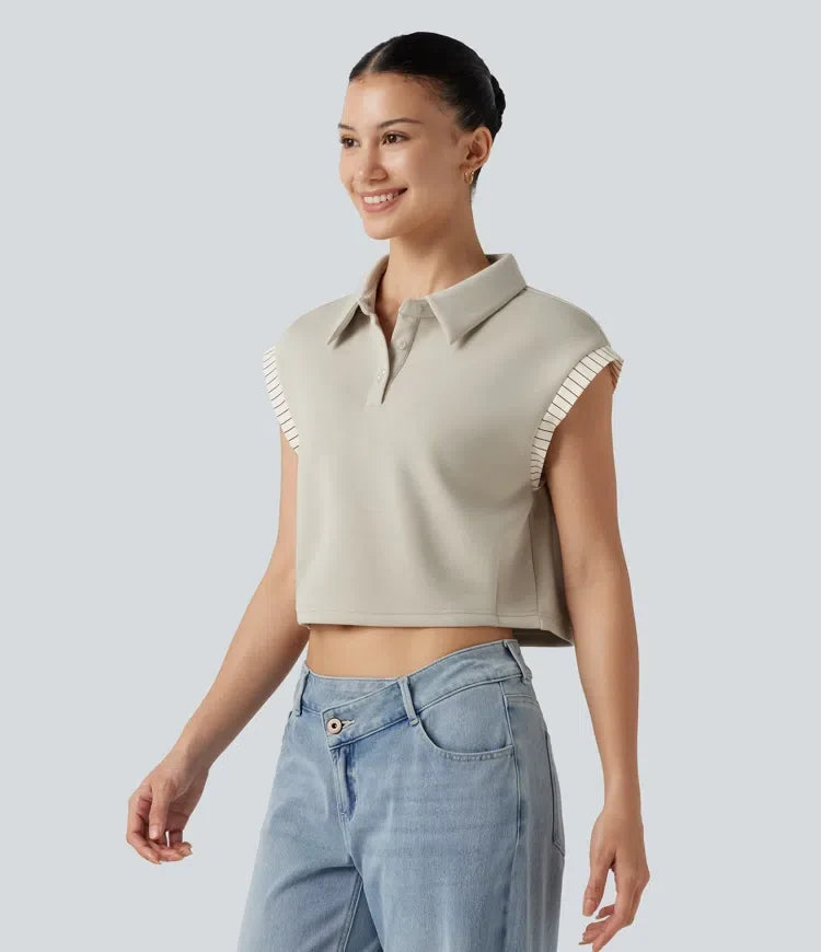 Nedsänkt kortärmad färgblock T-shirt för vardag