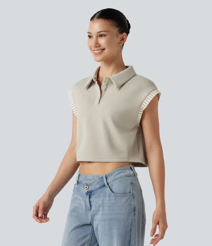 Nedsänkt kortärmad färgblock T-shirt för vardag