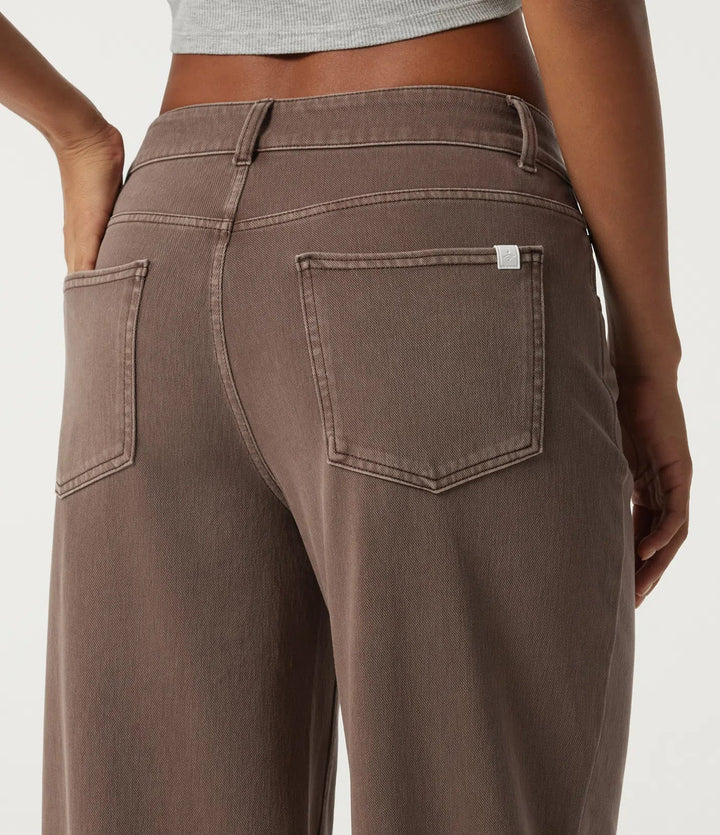 Lyckera Flex låg midja asymmetrisk vida ben färgstark vardagsjeans med fickor