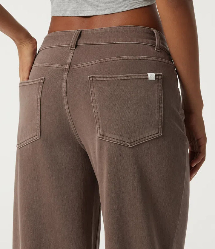 Lyckera Flex låg midja asymmetrisk vida ben färgstark vardagsjeans med fickor