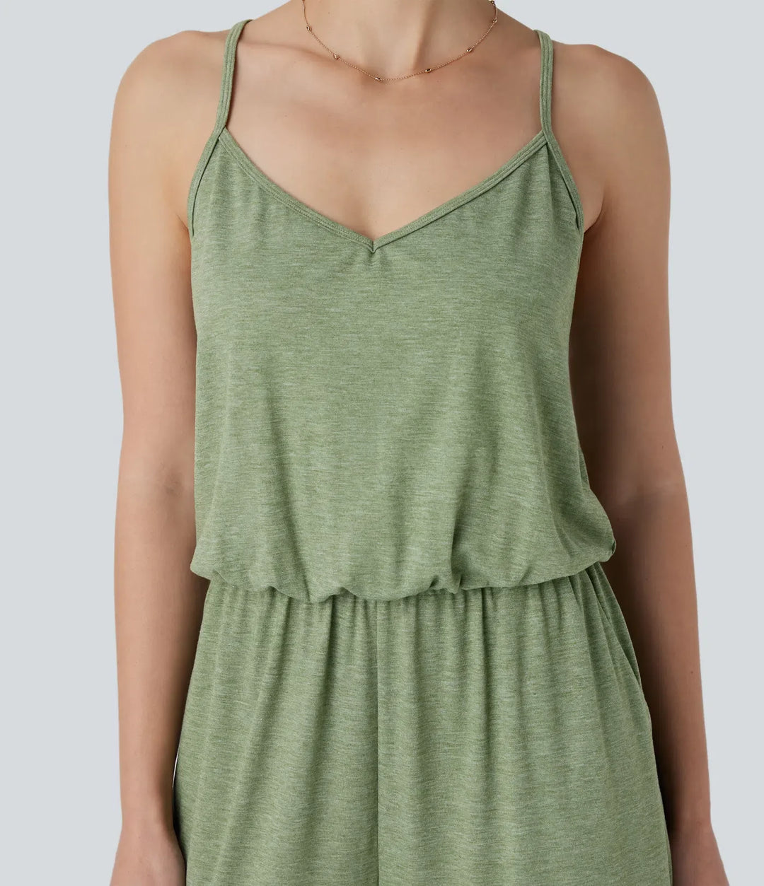 Justerbar och avtagbar rem ficka vida ben jumpsuit