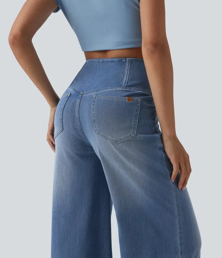Halara Flex omlott med hög midja och magkontroll vida ben vardagsjeans med fickor
