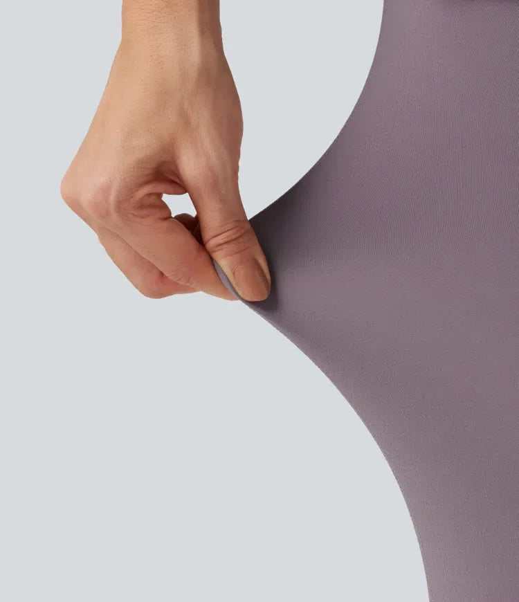 Softlyzero med hög midja omlott kontrastmesh träning leggings med kjol med fickor