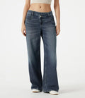 Lyckera Flex asymmetrisk låg midja baggy tvättad vardagsjeans med fickor