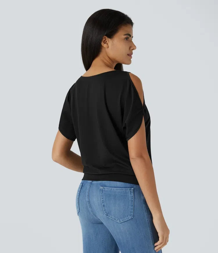 Båtringning kortärmad utskuren detalj T-shirt för vardag
