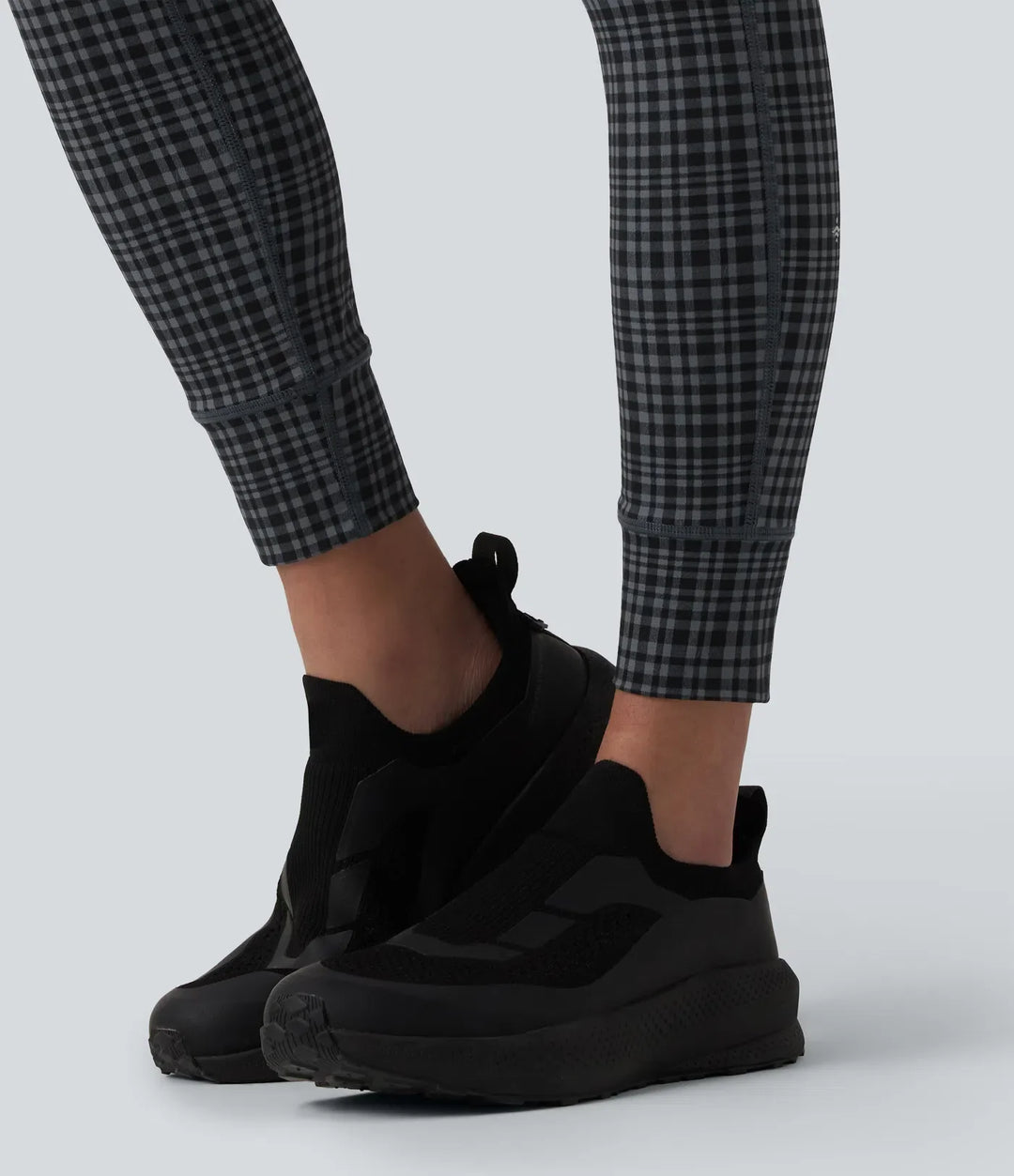 Lyckera UltraSculpt rutig rutig mönster högmidjad dragsko yogaleggings med fickor