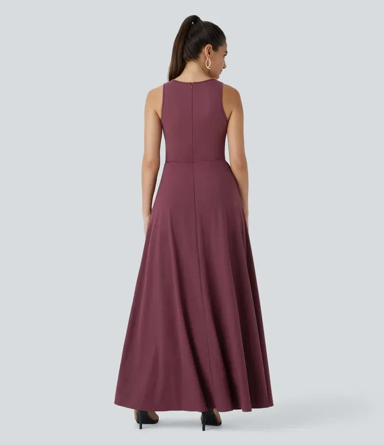 Breezeful dragkedja ärmlös ficka kontrast snabbtorkande jumpsuit