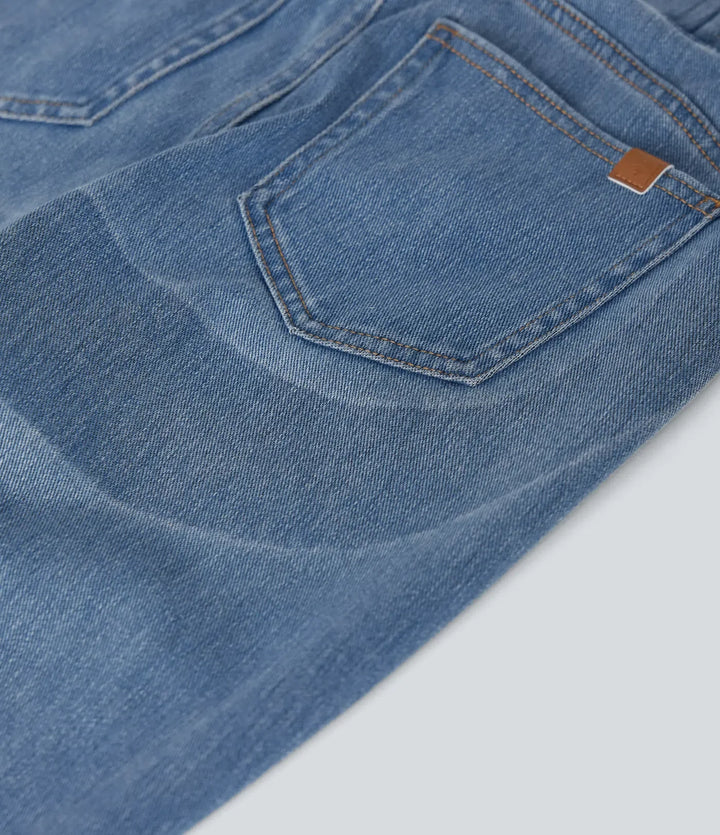 Halara Flex med hög midja rumplyftande magkontroll smal denim för vardag 7/8 leggings med fickor