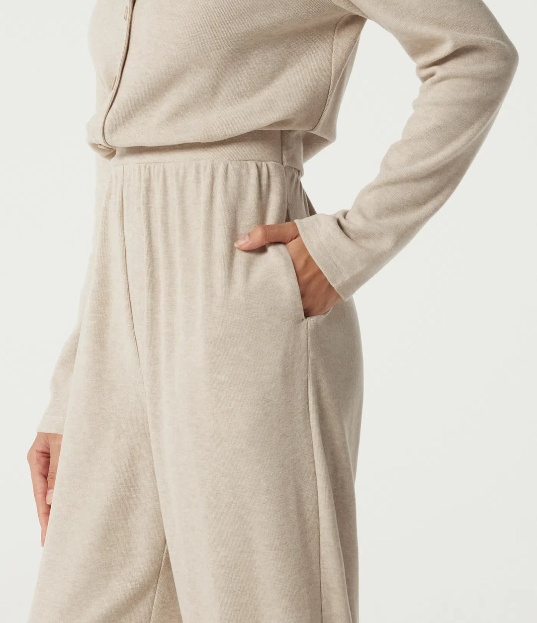 Rund hals långärmad vardaglig jumpsuit med fickor -Easy Peezy Edition