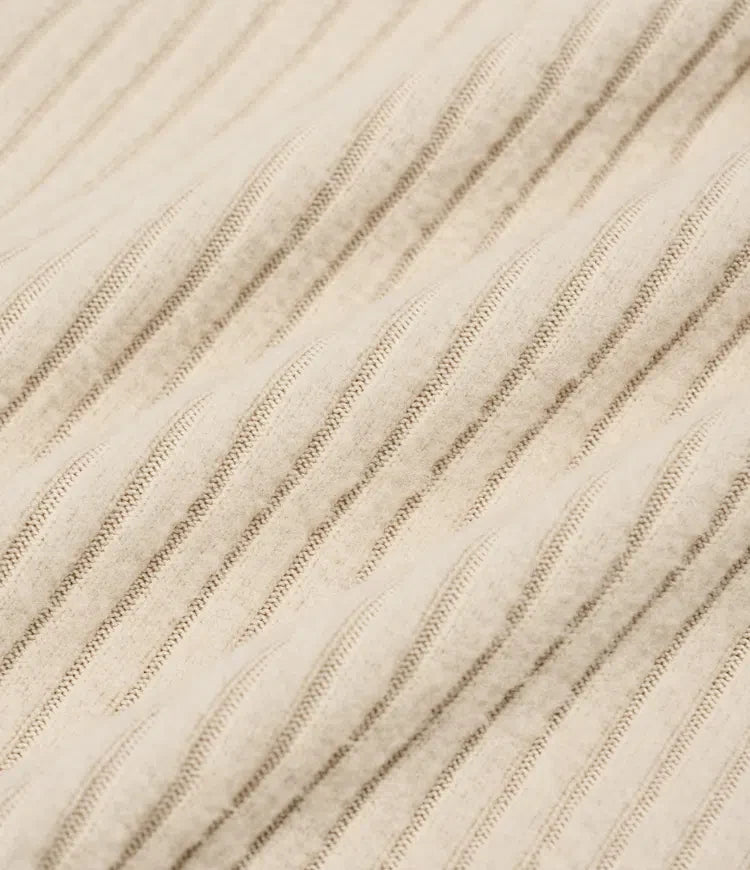 Ribbstickad båtringad långärmad V rygg vardagstopp
