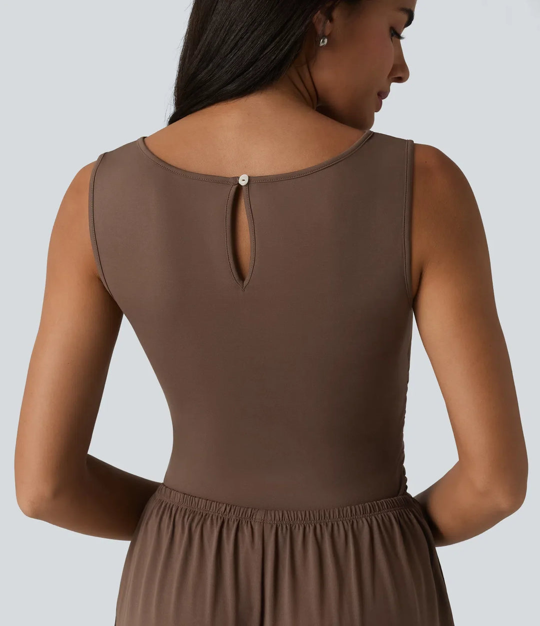 Båtringad ärmlös rynkat vida ben vardaglig jumpsuit med fickor-Easy Peezy Edition