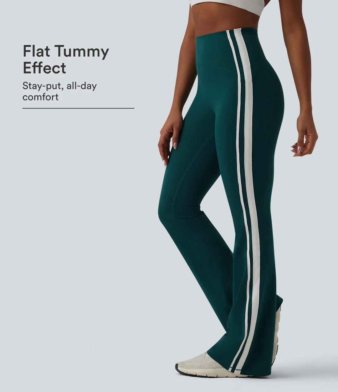 Lyckera UltraSculpt högmidjad magkontroll sida randig yoga 7/8 utsvängd leggings