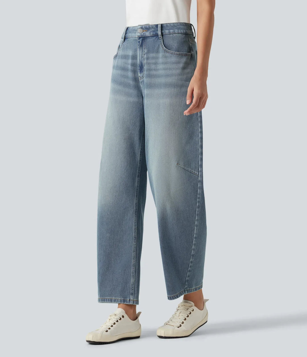 Lyckera Flex högmidjad vardaglig barrel ben jeans med fickor