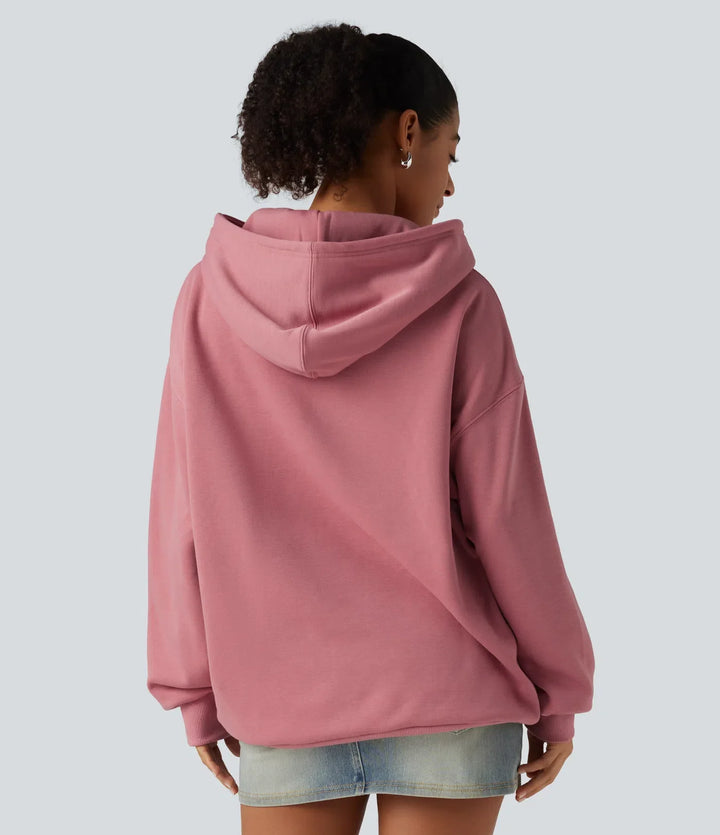 Med huva långärmad fleece vardaglig sweatshirt