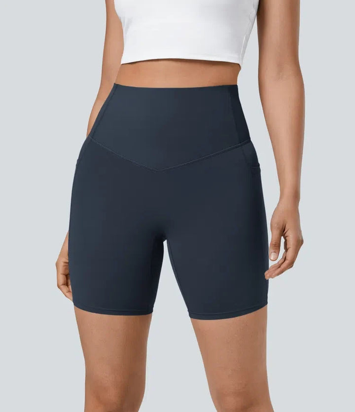 Lyckera UltraSculpt högmidjad magkontroll ficka formande träning bikershorts 7&