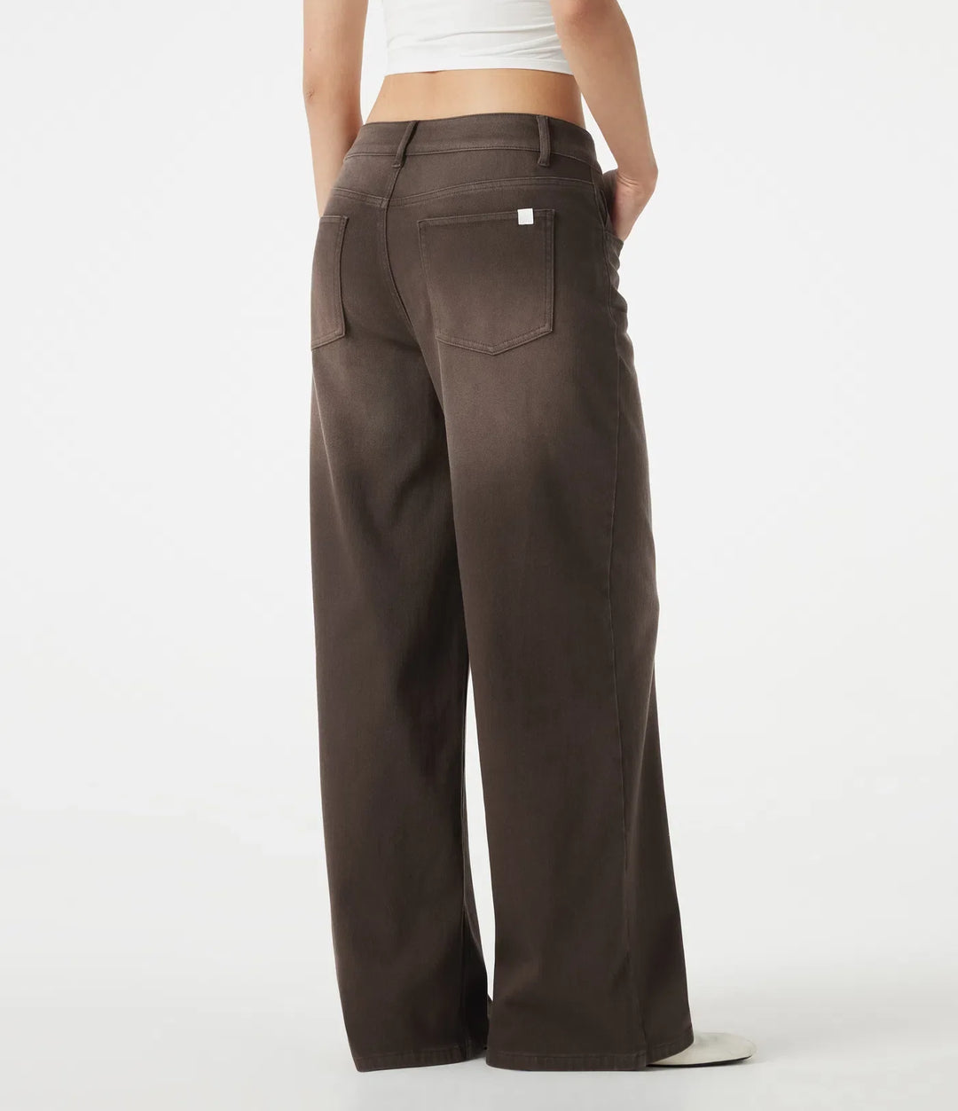 Lyckera Flex asymmetrisk låg midja vida ben färgstark tvättad vardagsjeans med fickor