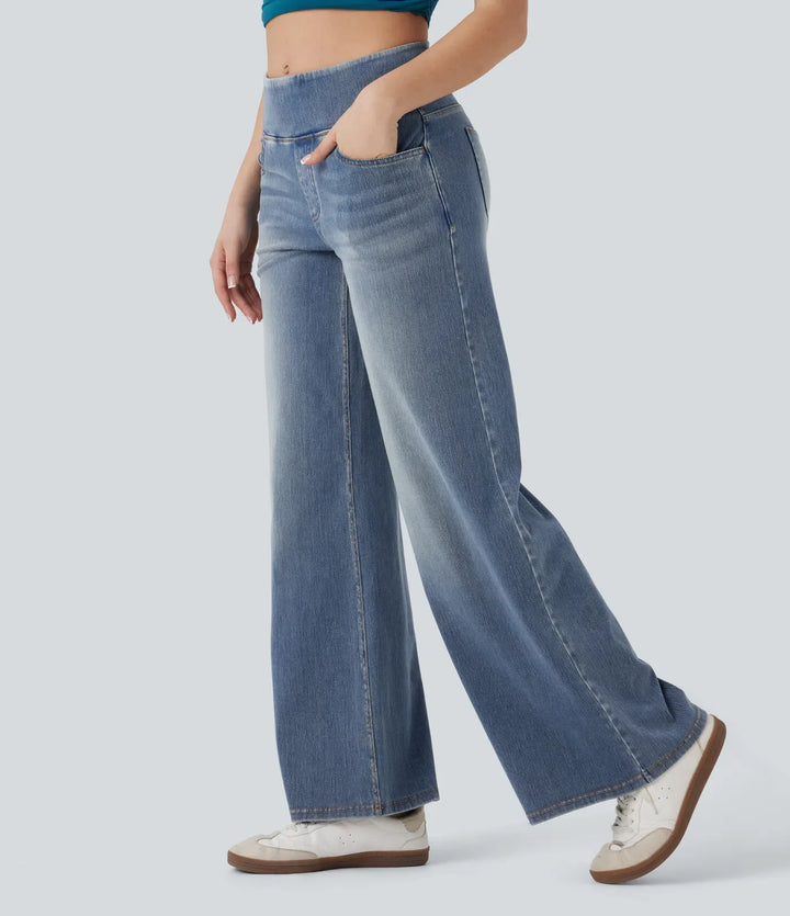 Halara Flex med medelhög midja magkontroll för vardag baggy jeans med fickor