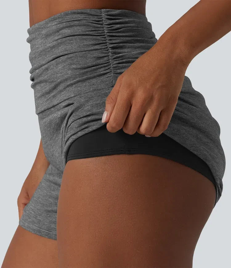 Med hög midja rynklad inbyggd underkläder vardagsshorts 2.5&
