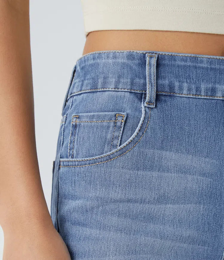 Halara Flex med medelhög midja utan knäppning fickor för vardag smal jeans