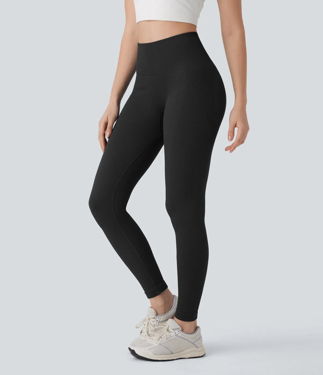 Sömlös flow högmidjad magkontroll rumplyftande 7/8 yogaleggings