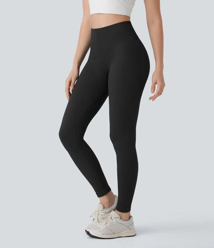 Sömlös flow högmidjad magkontroll rumplyftande 7/8 yogaleggings