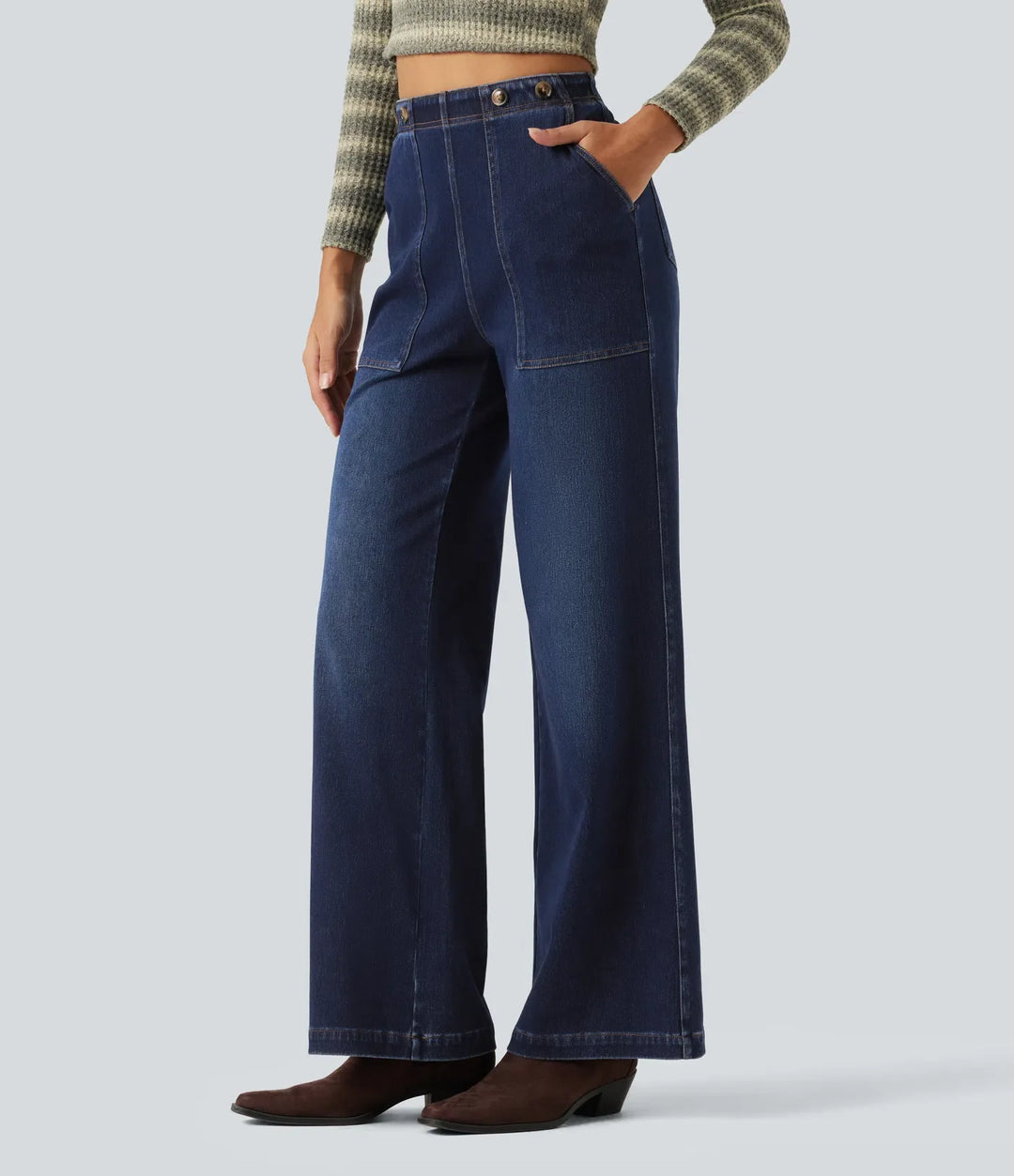 Lyckera Flex högmidjad jeans med vida ben med fickor
