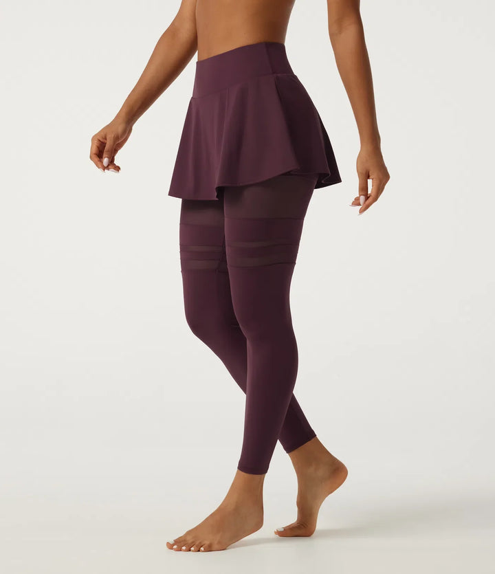 SoftlyZero Airy med medelhög midja plisserad kontrastmesh dansleggings med kjol med fickor