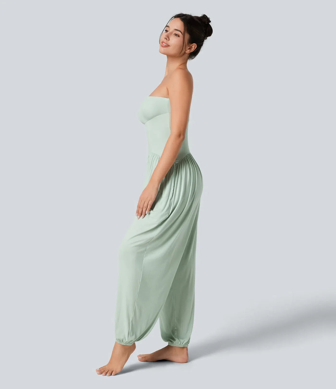 Ribbad tubmodell bar rygg sidoficka jumpsuit för vardag