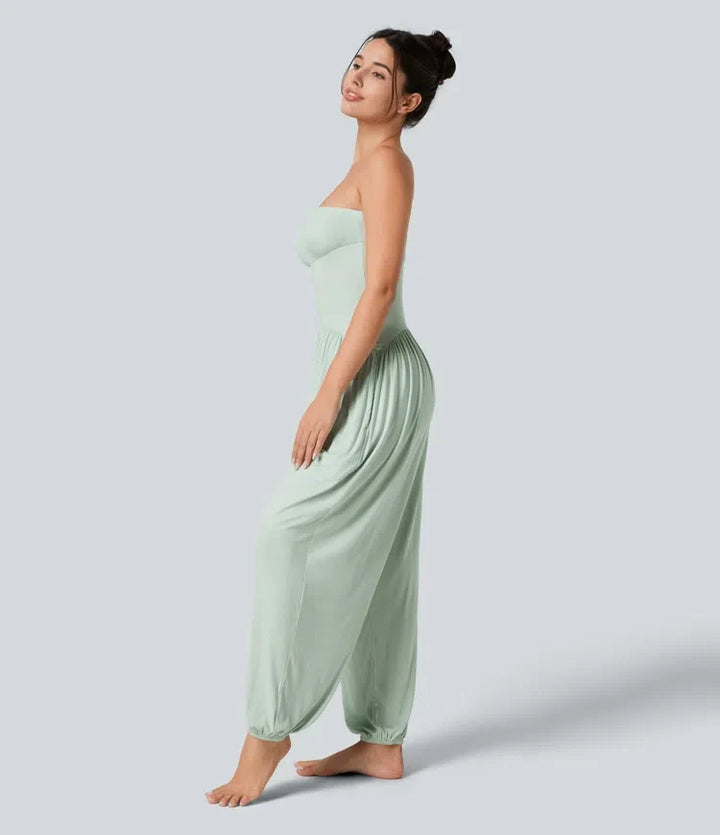 Ribbad tubmodell bar rygg sidoficka jumpsuit för vardag