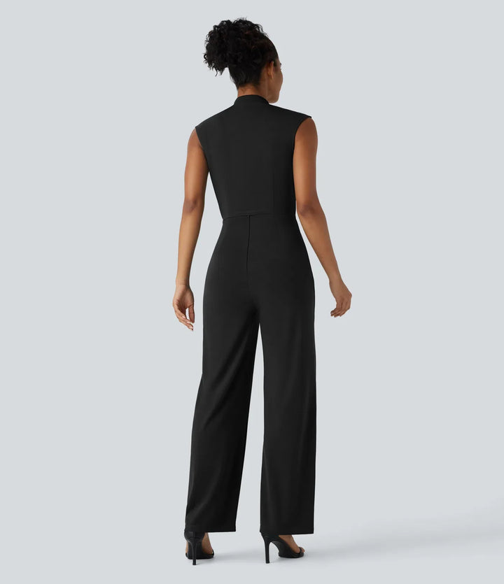 Ärmlös bältad ficka arbetsjumpsuit-Easy Peezy Edition