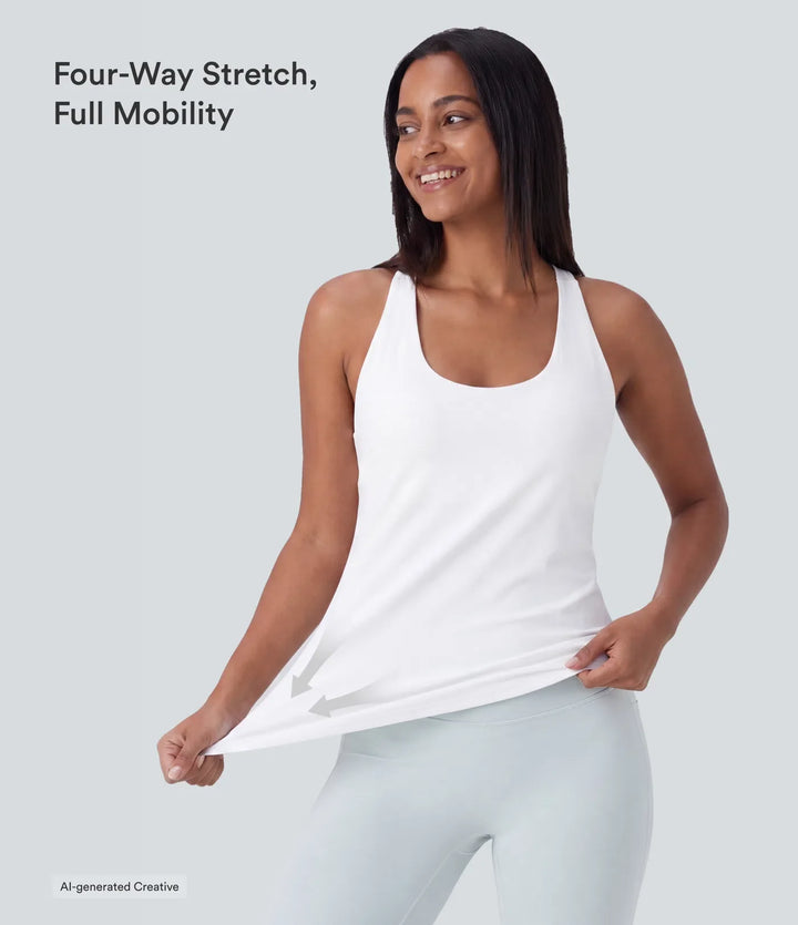 U-ringning rundad nederkant InstantCool yogalinne – UPF50+