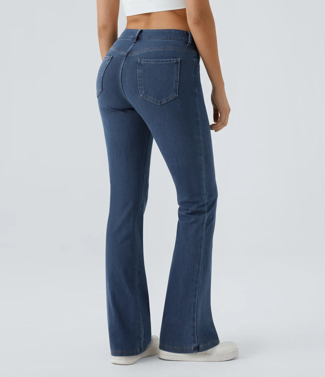 Lyckera Flex medelhög midja fickor vardaglig bootcut-jeans